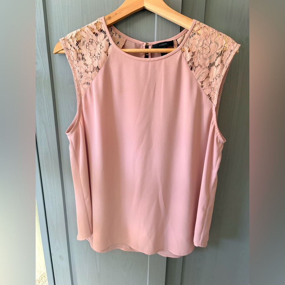 J. Crew Blush Pink Sleeveless Lace Blouse